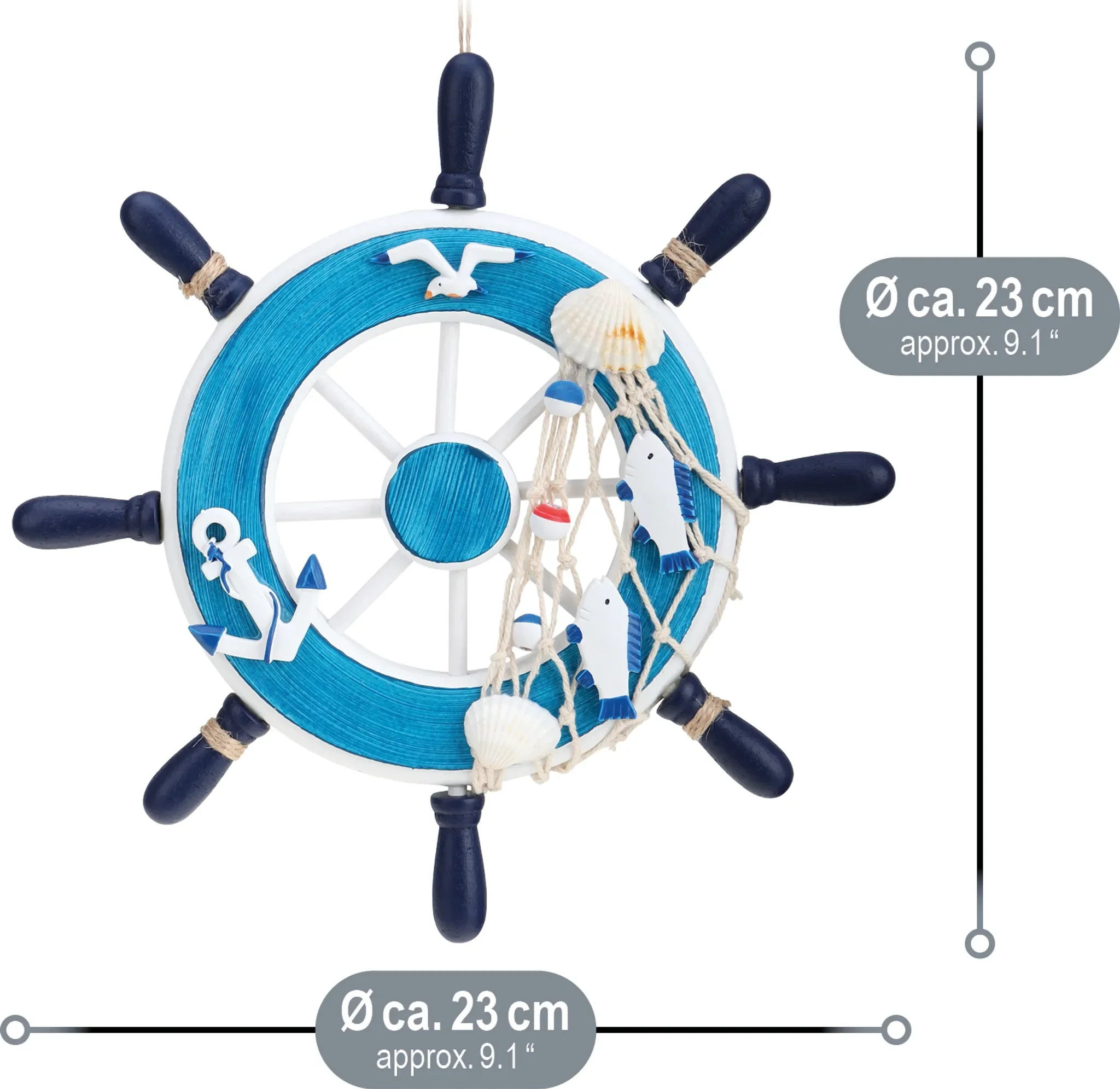 Dekoratives Steuerrad aus Holz – Maritime Hängedeko
